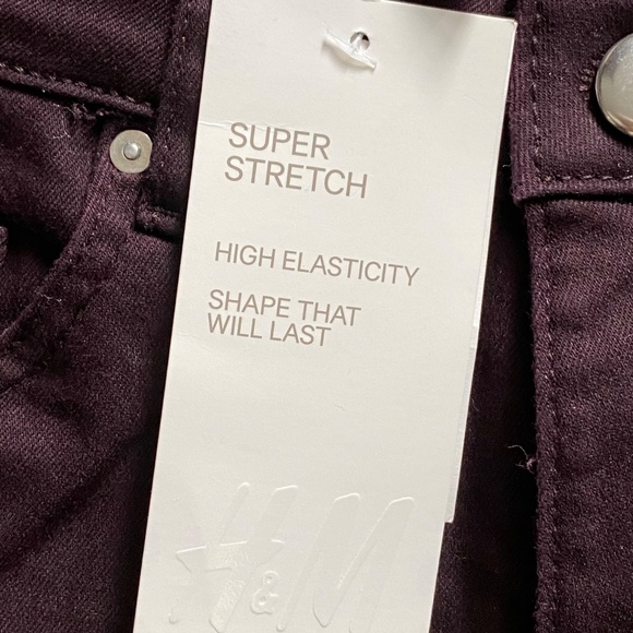 NWT H&M Super Stretch Skinny Jeans Deep Purple Plum Size 6 - Picture 4 of 11